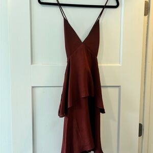 A.L.C. Women's V-Neck Spaghetti Strap Burgundy Dress